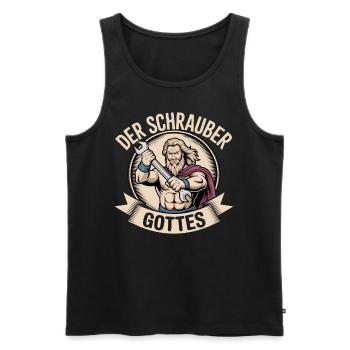 Der Schrauber Gottes - Männer Premium Bio Tank Top - Schwarz - Vorne - AI Model Male 178 light (178cm)