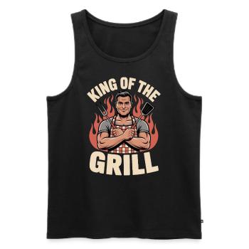 King of the Grill – The Ruler of the Embers - Men's Premium Organic Tank Top - black - Front - AI Model Male 178 light (178cm)