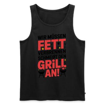 Lass Fett verbrennen - Grill an - Männer Premium Bio Tank Top - Schwarz - Vorne - Michal (187cm)