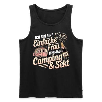 Camping & Sekt – Mein einfacher Plan - Männer Premium Bio Tank Top - Schwarz - Vorne - AI Model Male 178 light (178cm)