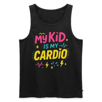 Forme physique pour les parents – Mon enfant est mon cardio - Débardeur bio Premium Homme - noir - Devant - Michal (187cm)