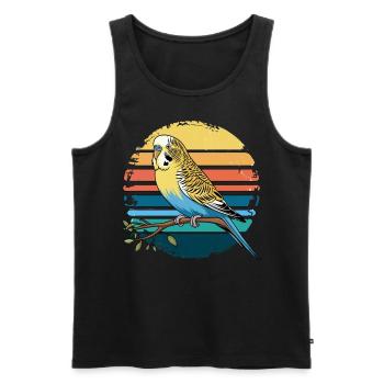 Budgie Parakeet Retro Sunset Vintage Budgerigar - Männer Premium Bio Tank Top - Schwarz - Vorne - AI Model Male 178 light (178cm)