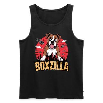 Boxzilla – Chien musclé en combat urbain - Débardeur bio Premium Homme - noir - Devant - AI Model Male 178 light (178cm)
