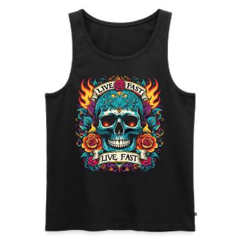 Skull colorful design - Men's Premium Organic Tank Top - black - Front - AI Model Male 178 light (178cm)