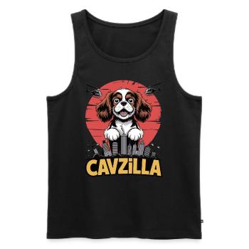 Cavzilla – Flausch mit Weltmacht - Männer Premium Bio Tank Top - Schwarz - Vorne - AI Model Male 178 light (178cm)