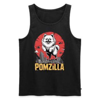 Pomzilla – Flausch, Panik, Weltuntergang - Männer Premium Bio Tank Top - Schwarz - Vorne - AI Model Male 178 light (178cm)