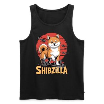 Shibzilla – Chaos with Side-Eye - Men's Premium Organic Tank Top - black - Front - AI Model Male 178 light (178cm)