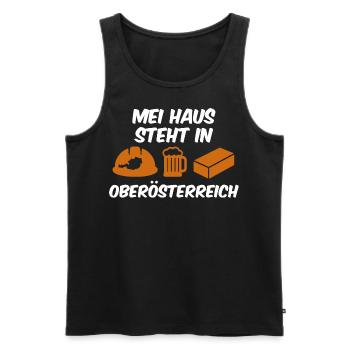 Häuslbauer Shirt für Oberösterreich - Männer Premium Bio Tank Top - Schwarz - Vorne - Michal (187cm)
