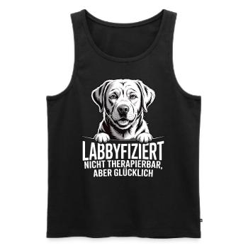 Labbyfiziert – Einmal Labrador, fürimmer glücklich - Männer Premium Bio Tank Top - Schwarz - Vorne - Michal (187cm)