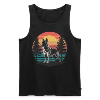 Retro German Shepherd Vintage Dog Lover Gifts Men - Männer Premium Bio Tank Top - Schwarz - Vorne - Michal (187cm)
