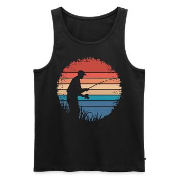 Rétro Vintage Pêche En Plein Air Pêche Amoureux Cadeaux - Débardeur bio Premium Homme - noir - Devant - Michal (187cm)