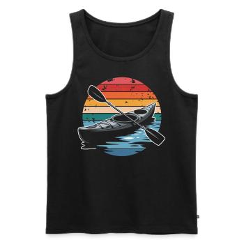 Rétro Vintage Kayak Aventure Coucher de soleil Paddle - Débardeur bio Premium Homme - noir - Devant - AI Model Male 178 light (178cm)