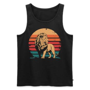 Retro Vintage Lion Wildlife Animal Lover Lion Gift - Men's Premium Organic Tank Top - black - Front - AI Model Male 178 light (178cm)
