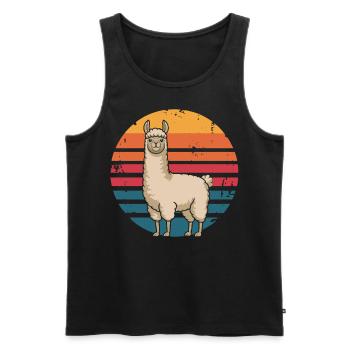 Rétro Vintage Lama Amoureux des animaux Lama Cadeaux - Débardeur bio Premium Homme - noir - Devant - AI Model Male 178 light (178cm)