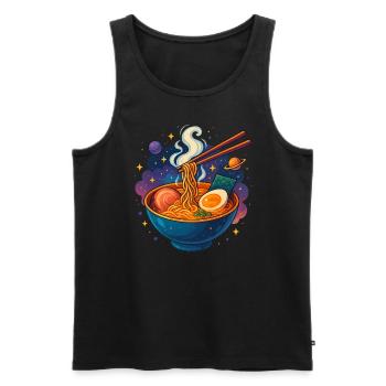 Illustration de bol de ramen cosmique - Débardeur bio Premium Homme - noir - Devant - AI Model Male 178 light (178cm)