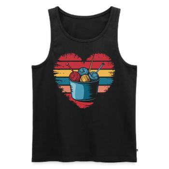 Retro Vintage Knitting Crochet Yarn Lovers Gifts - Men's Premium Organic Tank Top - black - Front - Michal (187cm)