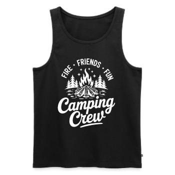 Fire Friends Fun – Camping Crew - Männer Premium Bio Tank Top - Schwarz - Vorne - AI Model Male 178 light (178cm)