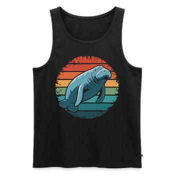 Manatee Retro Vintage Ocean Animal Funny Sea Cow - Männer Premium Bio Tank Top - Schwarz - Vorne - AI Model Male 178 light (178cm)