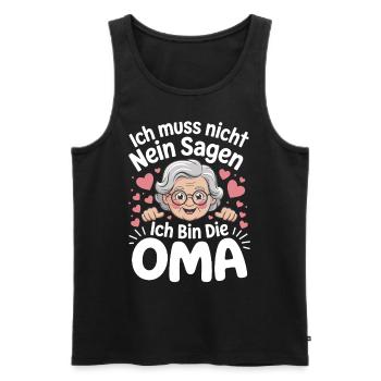 Ich muss nicht nein sagen – Ich bin die Oma - Männer Premium Bio Tank Top - Schwarz - Vorne - Michal (187cm)