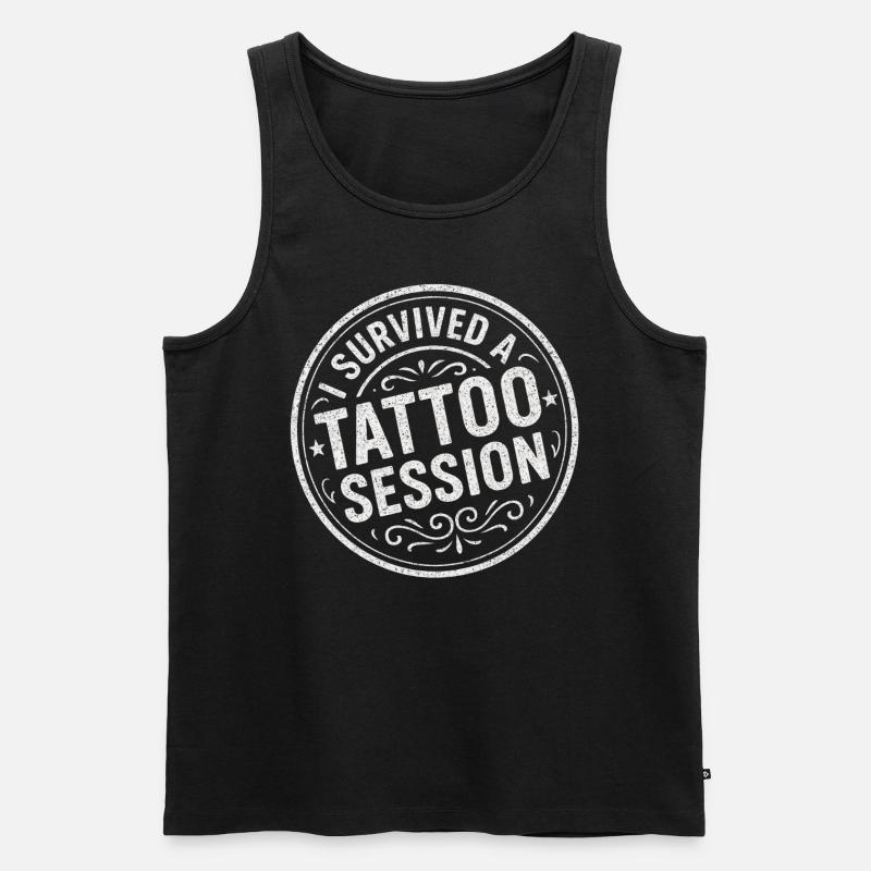 I survived a tattoo session - Männer Premium Bio Tank Top - Schwarz