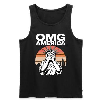 OMG America , Freiheitsstatue weint - Männer Premium Bio Tank Top - Schwarz - Vorne - AI Model Male 178 light (178cm)