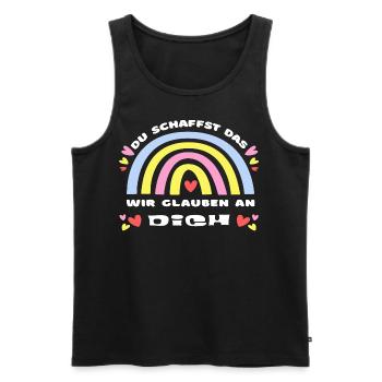 GLÜCKSBRINGER Du schaffst das! Wir glauben an dich - Männer Premium Bio Tank Top - Schwarz - Vorne - AI Model Male 178 light (178cm)