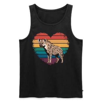 Retro Vintage Hyena Lover Wildlife Nature Gifts - Men's Premium Organic Tank Top - black - Front - Michal (187cm)