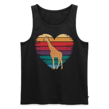 Rétro Vintage Girafe Animal Faune Nature Cadeaux - Débardeur bio Premium Homme - noir - Devant - Michal (187cm)