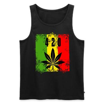 Cannabis 420 T-Shirt Unisexe Feuille de Chanvre Marijuana - Débardeur bio Premium Homme - noir - Devant - AI Model Male 178 light (178cm)