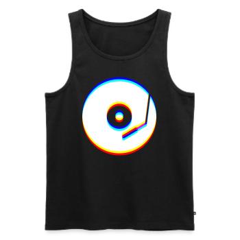L’art du glitch | Illusion d’optique Vaporwave EDM Rave - Débardeur bio Premium Homme - noir - Devant - AI Model Male 178 light (178cm)
