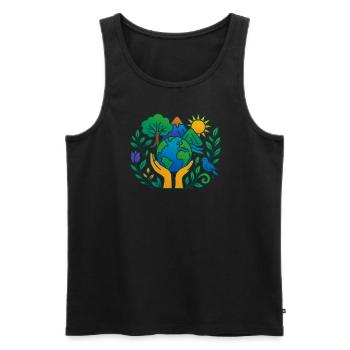 Planète Terre - La nature de la Terre entre nos mains - Débardeur bio Premium Homme - noir - Devant - Michal (187cm)
