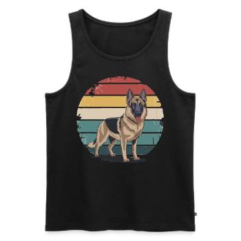 Retro German Shepherd Vintage Dog Lover Gifts Men - Männer Premium Bio Tank Top - Schwarz - Vorne - Michal (187cm)