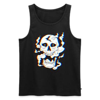 Glitch Art | Optical Illusion Vaporwave EDM Rave - Men's Premium Organic Tank Top - black - Front - AI Model Male 178 light (178cm)