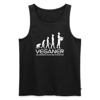 Veganer – Nächste Stufe der Evolution - Männer Premium Bio Tank Top - Schwarz - Vorne - Michal (187cm)