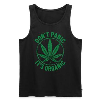 Don't Panic, It's Organic – Cannabis Edition - Men's Premium Organic Tank Top - black - Front - AI Model Male 178 light (178cm)