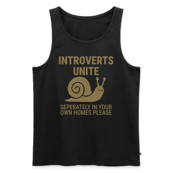 Introvertierte vereint euch! - Männer Premium Bio Tank Top - Schwarz - Vorne - AI Model Male 178 light (178cm)