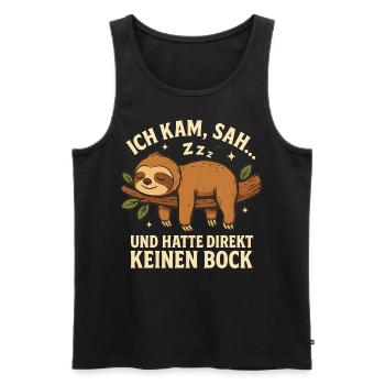 Faultier Geschenk Sloth Büro Arbeitskollege - Männer Premium Bio Tank Top - Schwarz - Vorne - Michal (187cm)