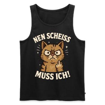 Frecher Spruch Mittelfinger Katze Büro - Männer Premium Bio Tank Top - Schwarz - Vorne - AI Model Male 178 light (178cm)