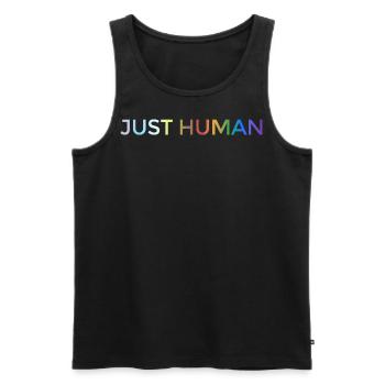 "Just Human" lgbtq, Pride, Regenbogenfarben - Männer Premium Bio Tank Top - Schwarz - Vorne - Michal (187cm)
