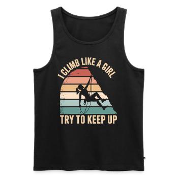 i climb like a girl try to keep up - Men's Premium Organic Tank Top - black - Front - AI Model Male 178 light (178cm)