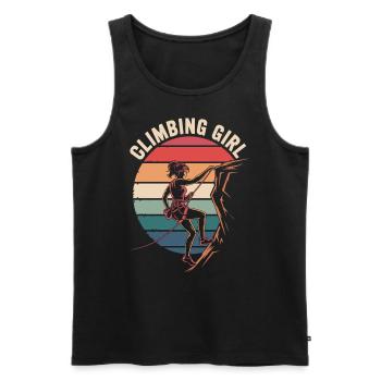 Climbing Girl – Empowered Women on the Rocks - Men's Premium Organic Tank Top - black - Front - Michal (187cm)