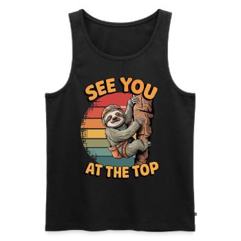 See You at the Top – Kletter Faultier - Männer Premium Bio Tank Top - Schwarz - Vorne - Michal (187cm)