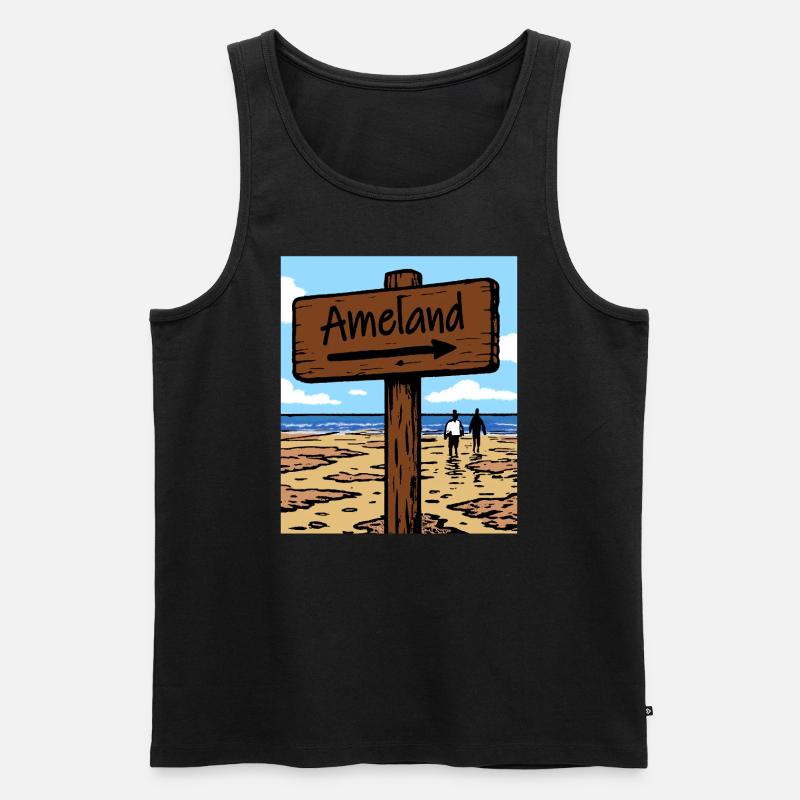 Ameland Strand - Männer Premium Bio Tank Top - Schwarz