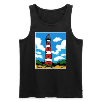 J’adore Ameland Holiday Lighthouse - Débardeur bio Premium Homme - noir - Devant - AI Model Male 178 light (178cm)