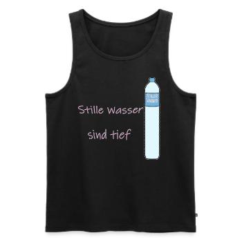 Les eaux calmes sont profondes, jeu de mots drôle - Débardeur bio Premium Homme - noir - Devant - AI Model Male 178 light (178cm)
