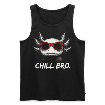 CHILL BRO – Axolotl drôle avec lunettes de soleil - Débardeur bio Premium Homme - noir - Devant - AI Model Male 178 light (178cm)