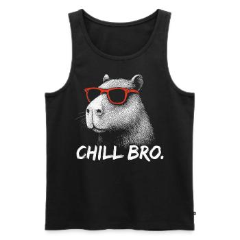 CHILL BRO – Capybara amusant avec des lunettes de soleil - Débardeur bio Premium Homme - noir - Devant - AI Model Male 178 light (178cm)