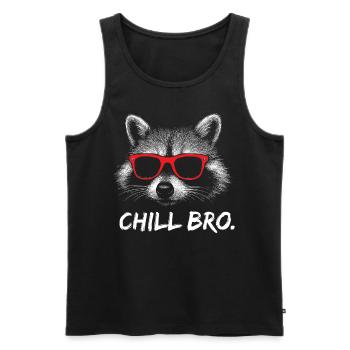 CHILL BRO – Funny raccoon with sunglasses - Men's Premium Organic Tank Top - black - Front - Michal (187cm)