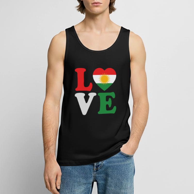Drapeau du Kurdistan Bakur Bashur Rojava Rojhlt Newroz Débardeur bio Premium Homme