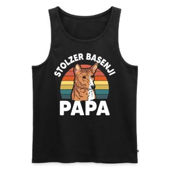 Proud Basenji Papa – Retro Dog Lover Gift - Men's Premium Organic Tank Top - black - Front - Michal (187cm)